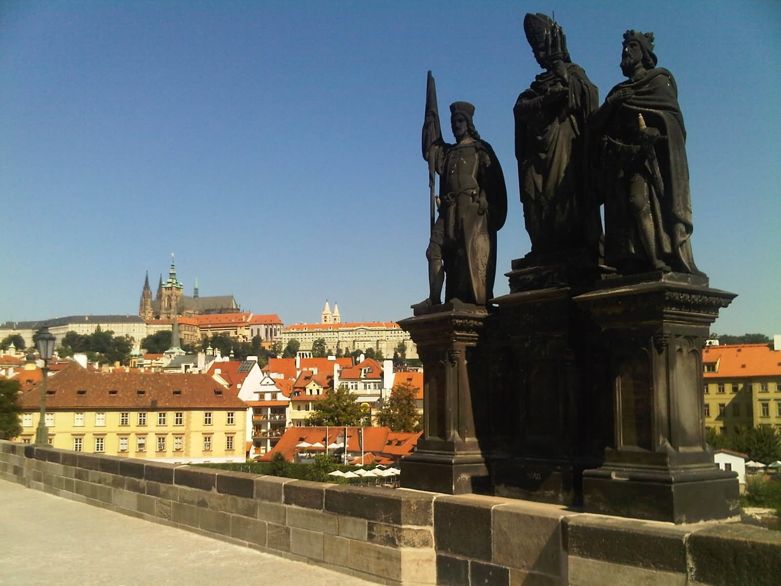 Statue of Saints Norbert of Xanten, Wenceslas and Sigismund On Charles Bridge In Prague