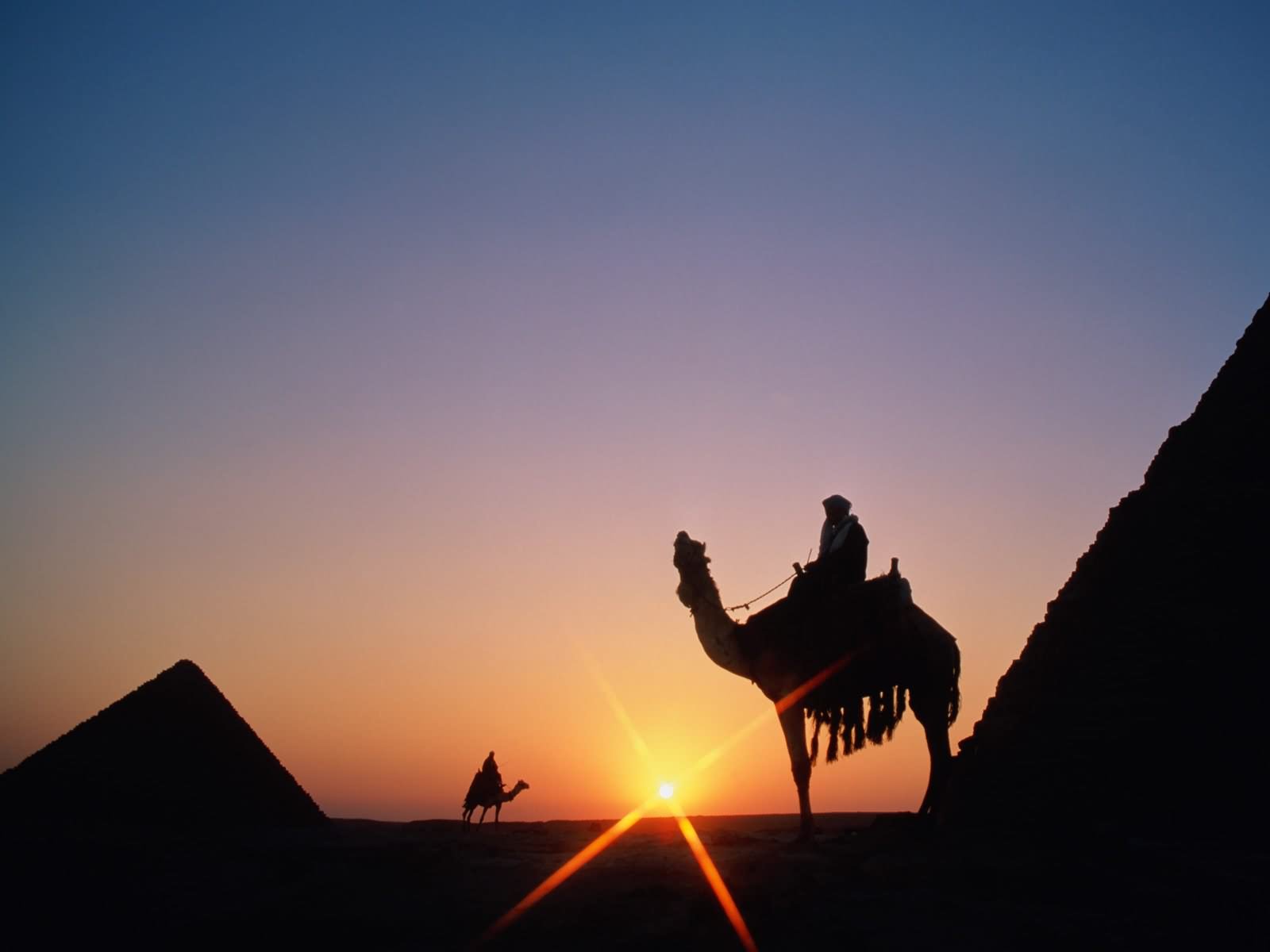 Sunset View Of Egyptian Pyramids