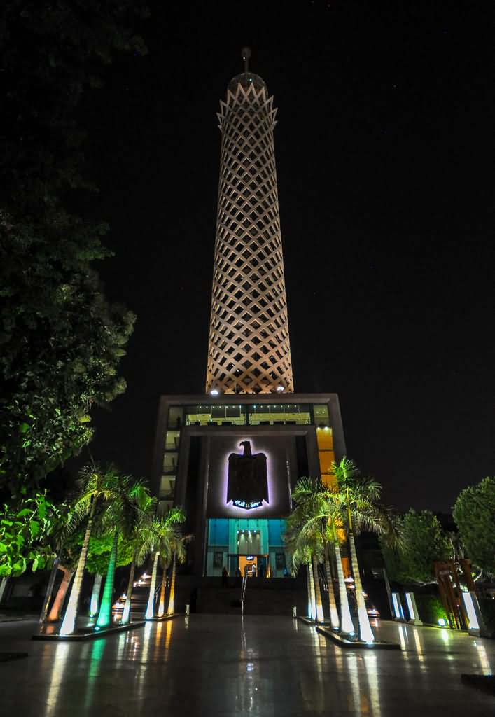 The Cairo Tower At Night From Below