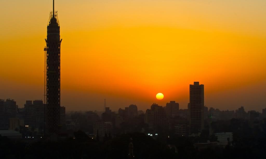 The Cairo Tower Beautiful Sunset View