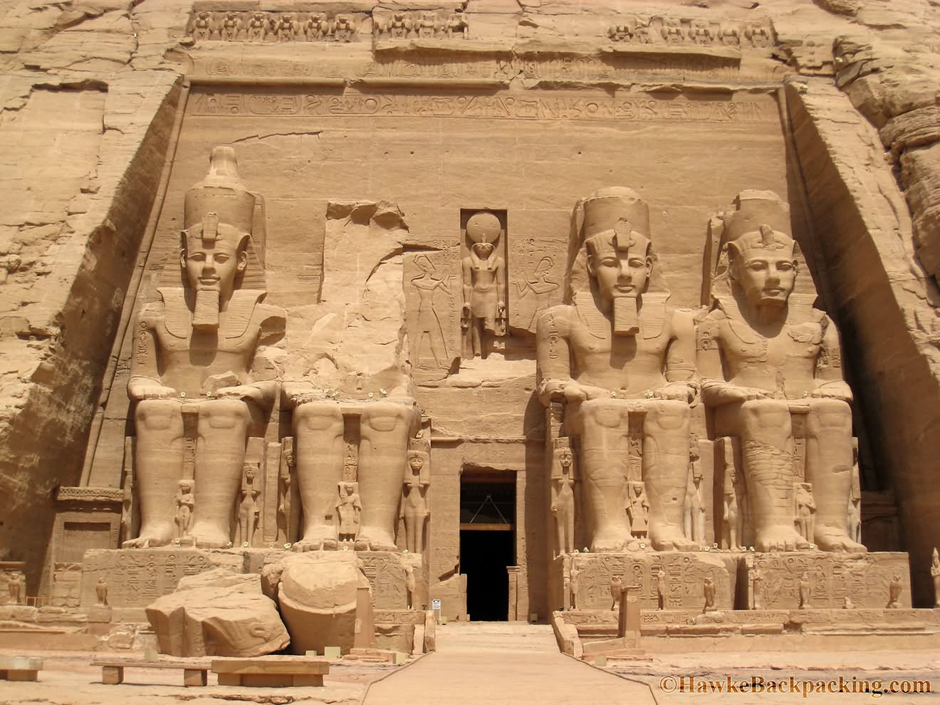 The Front Facade Of Abu Simbel In Egypt