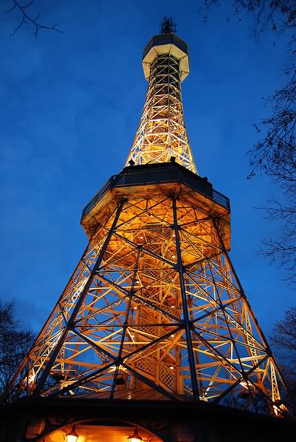 The Petrin Tower In Prague At Night