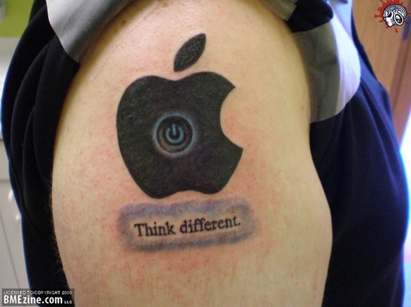 Think Different Geek Tattoo On Shoulder