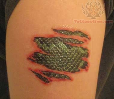Torn Ripped Skin Snake Skin Tattoo Design