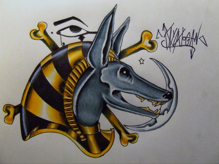Traditional Anubis Tattoo Design by Theserpentsart