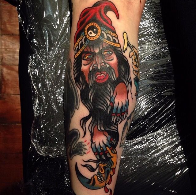 Traditional Wizard Tattoo by Luke Jink