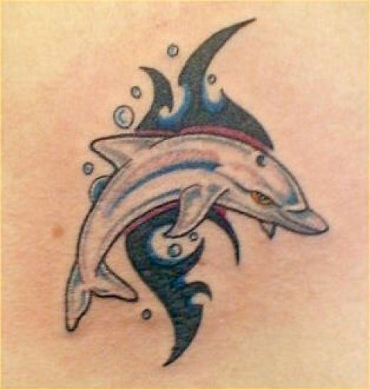 Tribal And Dolphin Tattoo Image