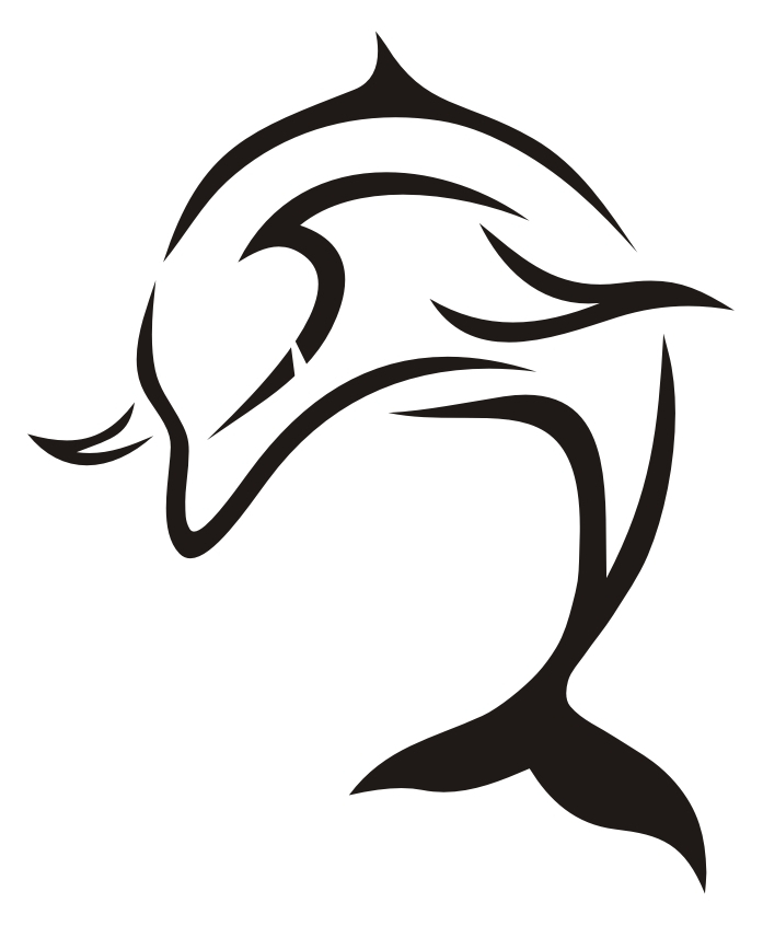 Tribal Black Dolphin Tattoo Design