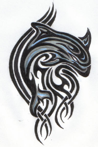 Tribal Black Dolphin Tattoo Sample