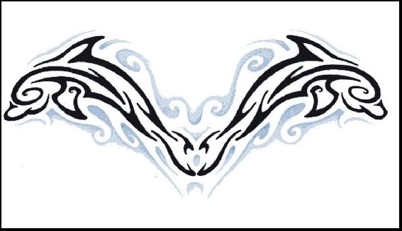 Tribal Dolphin Tattoos Design For Lower Back