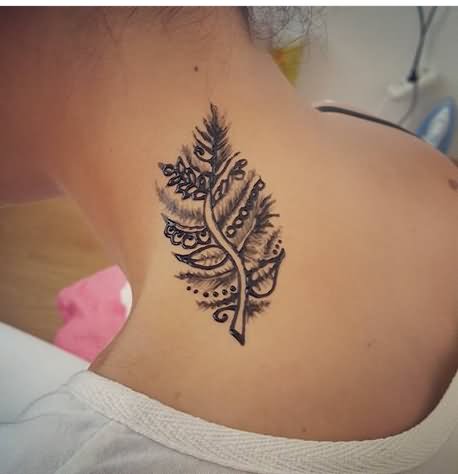 Unique Simple Henna Feather Tattoo Design