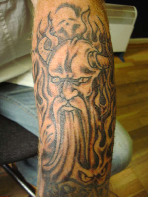 Viking Wizard Tattoo On Left Arm