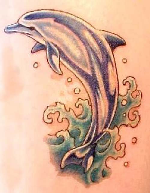 Water Splash Dolphin Tattoo Image