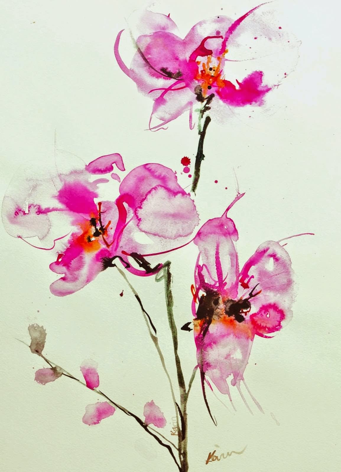 Watercolor Orchid Tattoo Design