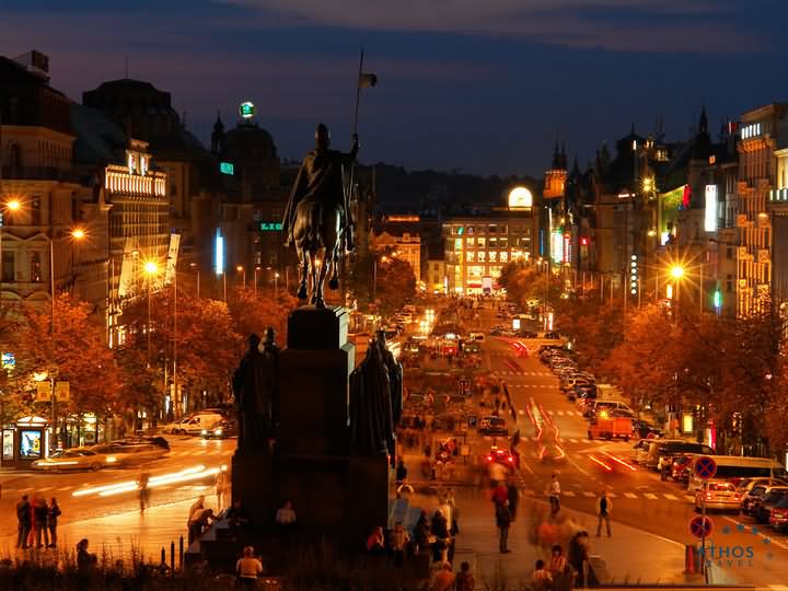 Wenceslas Square Night View From National Museum Picture