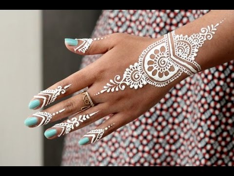 White Ink Henna Tattoo On Girl Hand