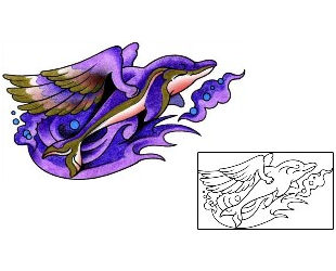 Winged Dolphin Tattoo Design