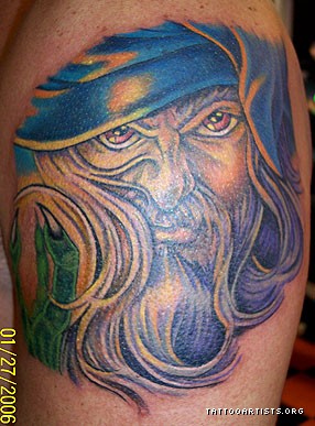 Wizard Colored Tattoo On Shoulder