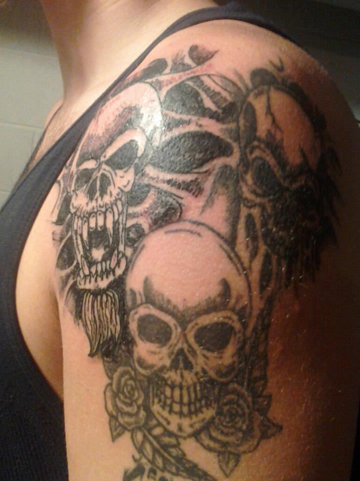 Wizard Skulls Tattoo On Left Shoulder