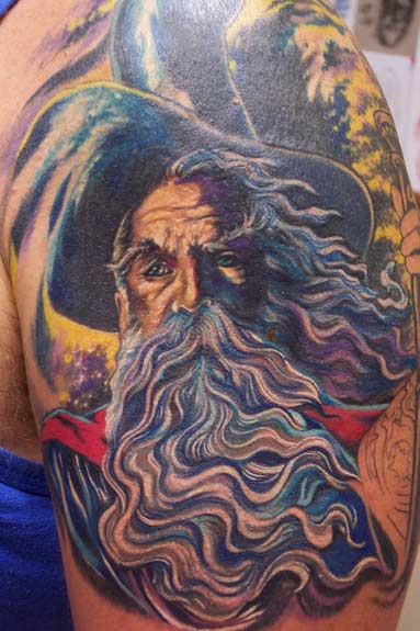 Wizard Tattoo On Half Sleeve