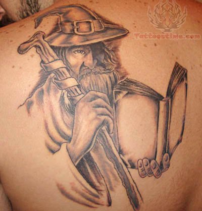 Wizard Tattoo On Left Back Shoulder