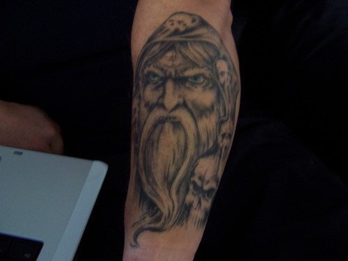 Wizard Tattoo On Left Sleeve