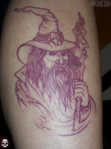 Wizard Tattoo On Leg For Men