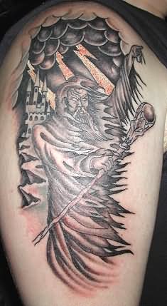 Wizard Tattoo On Right Half Sleeve