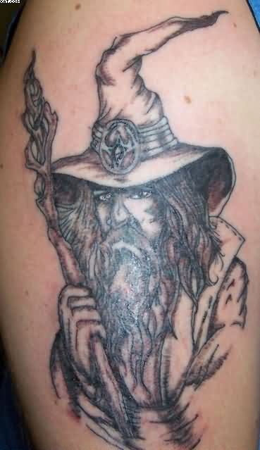Wizard Tattoo On Right Shoulder