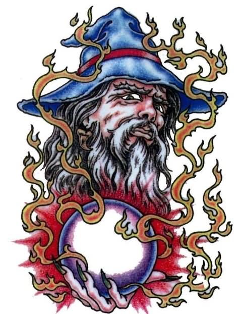Wizard With Crystal Ball Tattoos Designs