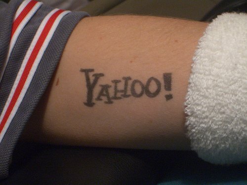Yahoo Geek Tattoo On Bicep