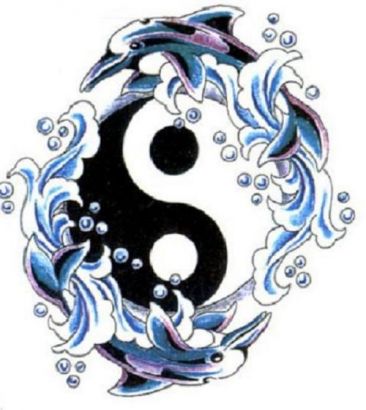 Yin Yang Dolphin Tattoos Design
