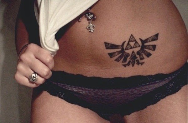 Zelda Crest Geek Tattoo On Left Hip