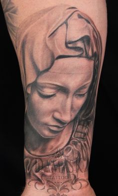 3D Saint Mary Face Tattoo Design By Christy Brooker