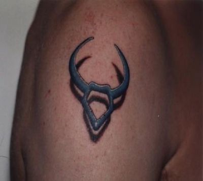 3D Taurus Symbol Tattoo Design For Men Shoulder