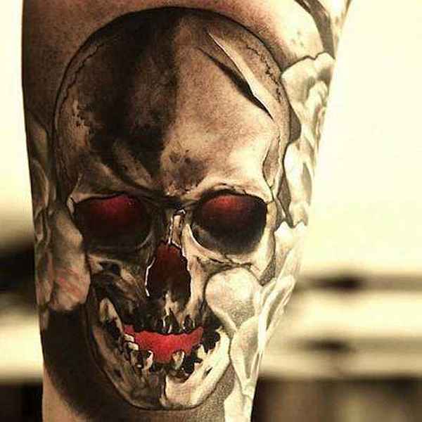 3D Vampire Skull Tattoo Design For Sleeve