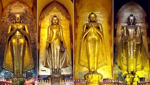 4 Buddha Statues Inside The Ananda Temple