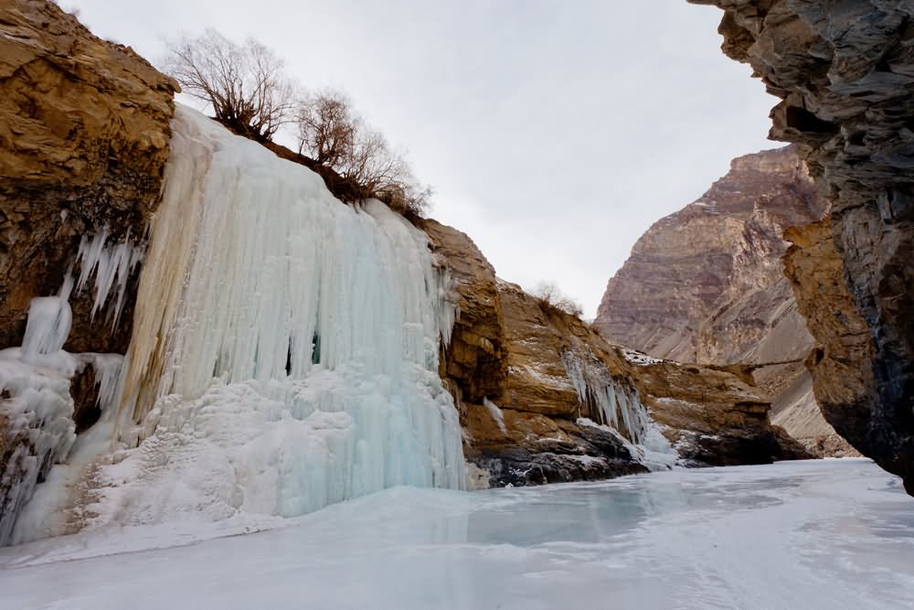A Frozen Waterfall Seen During Zanskar Valley Trek