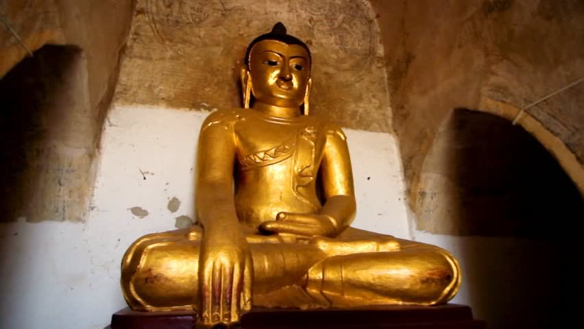 A Golden Buddha Statue Inside Ananda Temple, Bagan