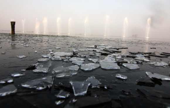 A View Of Frozen Dal Lake During Winter