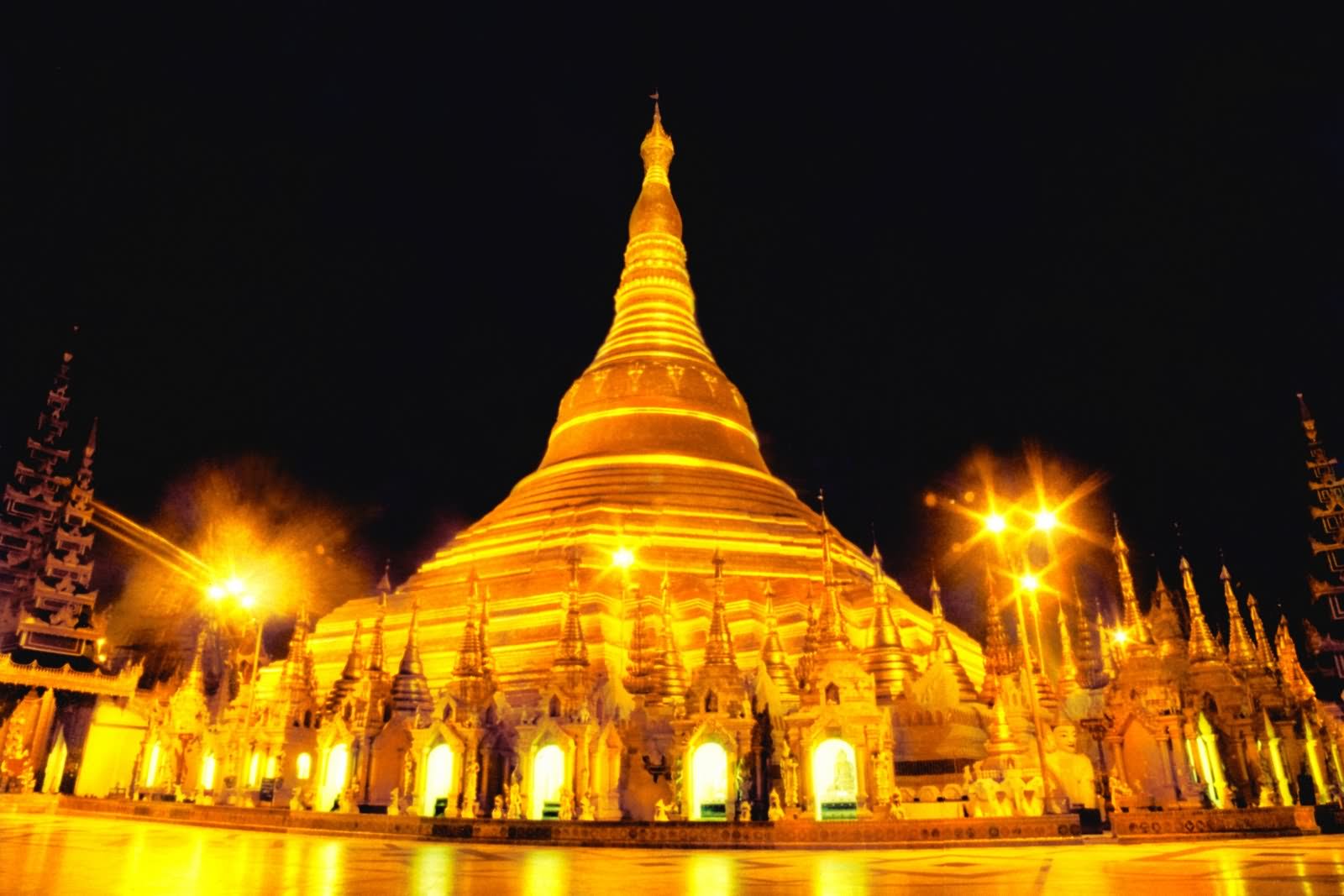 Adorable Night View Of The Shwedagon Pagoda, Myanmar