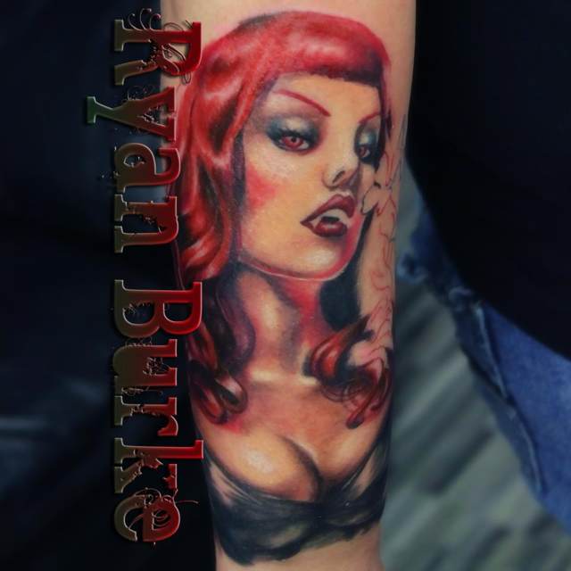 Amazing Vampire Tattoo On Forearm