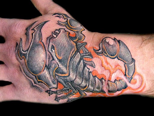 Attractive Scorpion Tattoo On Hand