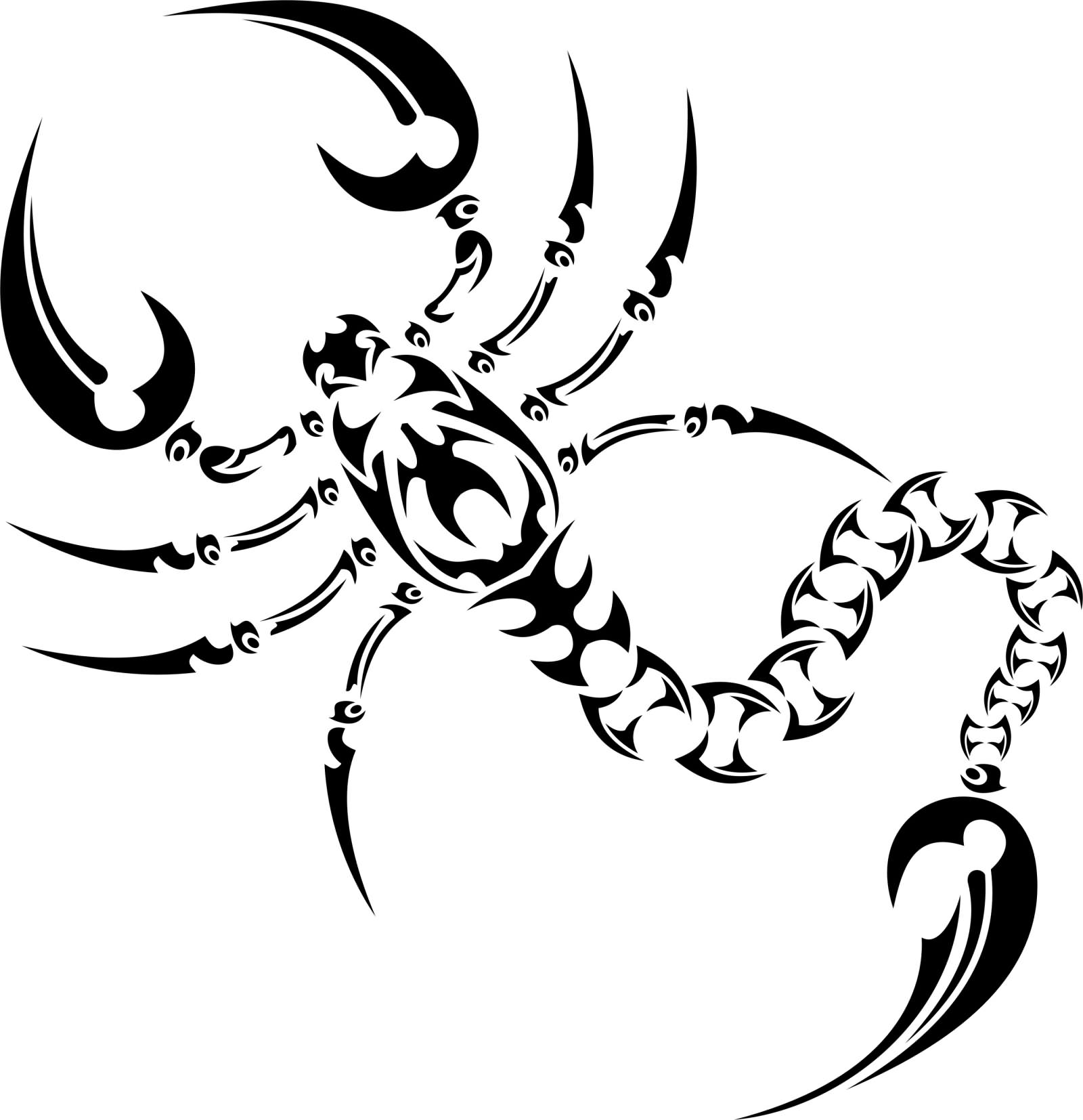 Awesome Black Tribal Scorpion Tattoo Stencil