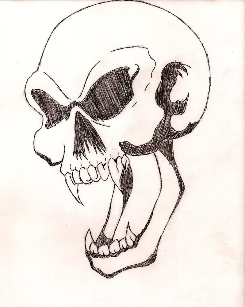 Awesome Vampire Skull Tattoo Design