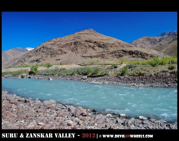 Beautiful View Of Zanksar River In Zanksar Valley