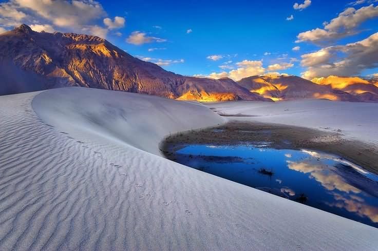 Beautiful Sunset View And Sand Dunes Between Hunder And Diskit Of Nubra Valley