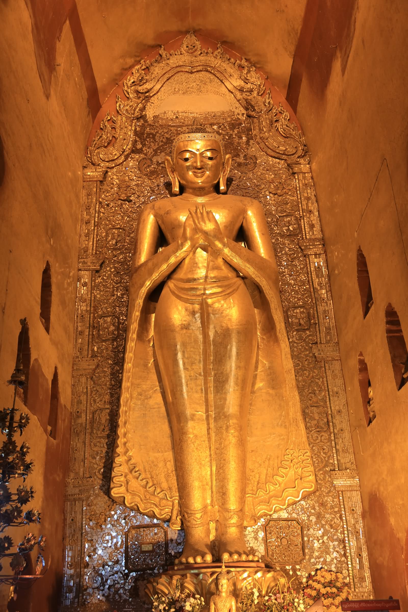Big Golden Statue Of Lord Buddha Inside The Ananda Temple
