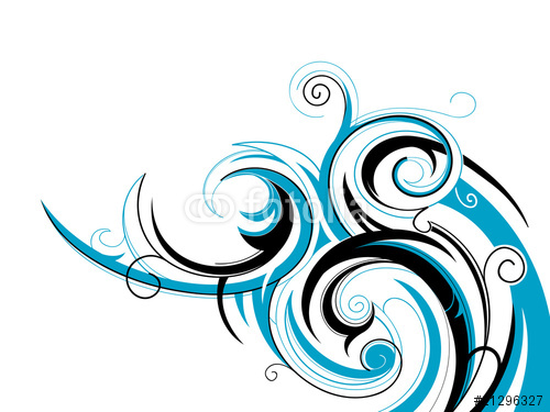 Black And Blue Tribal Wave Tattoo Design Sample