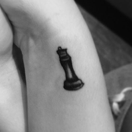 Black Chess Queen Tattoo Design For Wrist